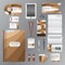 White corporate identity template with brown origami elements. V