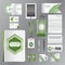 White corporate identity template with green origami elements. V