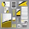 White corporate identity template with Yellow origami elements.