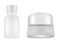 White cosmetic cream jar. Serum vial blank oil set
