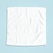 White cotton towel mock up template square size fabric wiper isolated on blue background with clipping path, flat lay top view