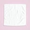 White cotton towel mock up template square size fabric wiper isolated on pastel pink background with clipping path, flat lay top