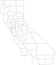 White counties blank map of California, USA