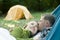 White couple in a hammock