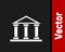 White Courthouse building icon isolated on black background. Building bank or museum. Vector