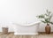 White cozy bathroom interior background, wall mockup