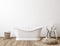 White cozy bathroom interior background, wall mockup