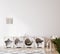 White cozy children room interior background, wall mockup