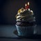 White Cream Birthday Cupcake with Handcrafted Frosting - Generative AI