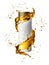 White cream bottle mock up of water splash golden color.