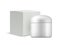 White cream box and cream jar mockup. Blank 3d pack box for cosmetic products. Vector illustration skin care realistic