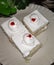 White cream cake pastry red cherry drop