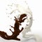 White cream and liquid chocolate in motion
