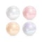 White, cream, pink and blue sea pearl on white background. Precious decoration. Vector.