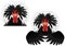 White crested black Polish rooster chicken head and wings