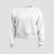 White crop sweatshirt mockup, 3D rendering, women\\\'s shirt, casual wear isolated on background, front view