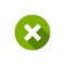 White cross in green circle. delete button. Warning error icon