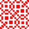 white cross and red squares patterns and diverse size geometric shaped design