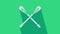 White Crossed paddle icon isolated on green background. Paddle boat oars. 4K Video motion graphic animation