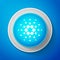 White Cryptocurrency coin Cardano ADA icon isolated on blue background. Digital currency. Altcoin symbol. Blockchain