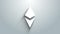 White Cryptocurrency coin Ethereum ETH icon isolated on grey background. Altcoin symbol. Blockchain based secure crypto