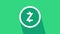 White Cryptocurrency coin Zcash ZEC icon isolated on green background. Digital currency. Altcoin symbol. Blockchain