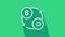White Cryptocurrency exchange icon isolated on green background. Bitcoin to Dash exchange icon. Cryptocurrency