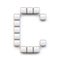 White cube, pixel font Letter C 3D