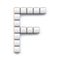 White cube, pixel font Letter F 3D