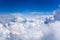 White cumulus clouds on clear blue sky background closeup, overcast skies backdrop, fluffy cloud texture, beautiful cloudscape