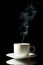 White cup of hot drink isolated