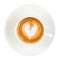 White cup and saucer coffee capuccino heart