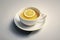 White cup of tea with a fragrant lemon slice. Ai generated.