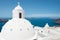 White cupola of church in Santorini island