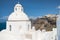 White cupola of church in Santorini island, Greece