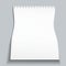 White curled note, notebook paper for text or advertising message is on squared background