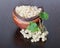 White currants in a wooden bowl