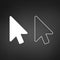 White Cursor icon. Vector illustration isolated on modern black background.