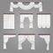 White curtains drapery for wedding room and windows vector set