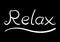 White curve hand writing relax word