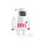 White cute plastic robot with love sign