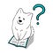 White cute wondering samoyed dog doodle sketch