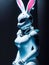 White Cyborg Rabbit. AI generated