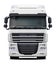 White DAF XF truck front view.