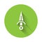 White Dagger icon isolated with long shadow. Knife icon. Sword with sharp blade. Green circle button. Vector