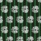 White daisy with thin and long petals on green striped background. Repeatable design. Great as fashion clothing