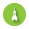 White Dart arrow icon isolated with long shadow. Green circle button. Vector