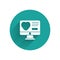 White Dating app online computer concept icon isolated with long shadow. Female male profile flat design. Couple match
