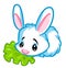 White decorative rabbit eating cabbage cartoon illustration