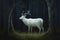 White deer in forest. Generate Ai